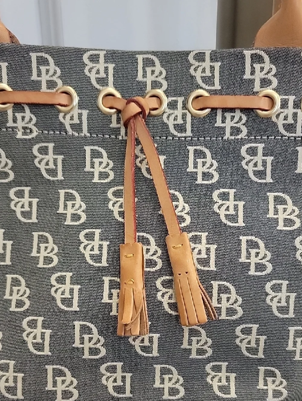 Dooney & Bourke Y2K Signature Monogram Tassel Tote Bag Possibly Vintage